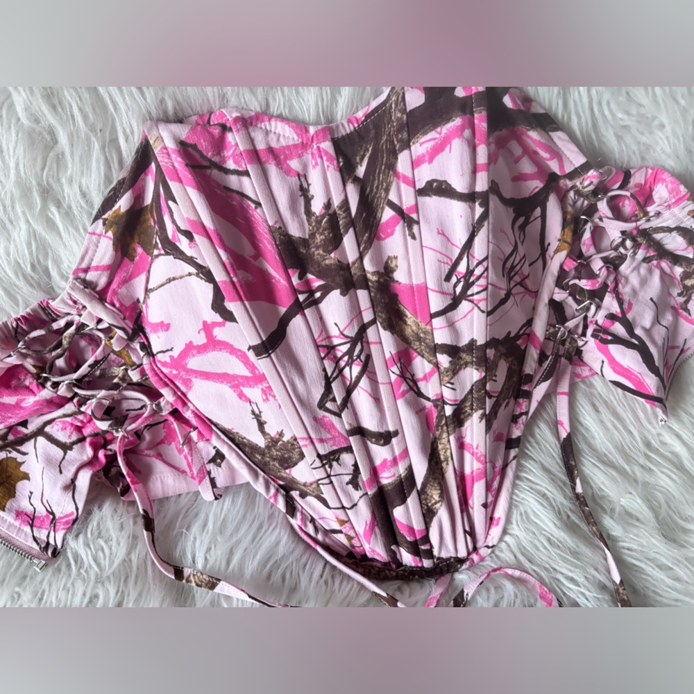 Like an Angel Pink and Brown Crop Top